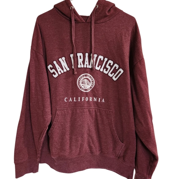 obsi Other - Obsi Sweatshirt Mens Sz XL  Maroon  Fleece Hoodie San Francisco Spell Out